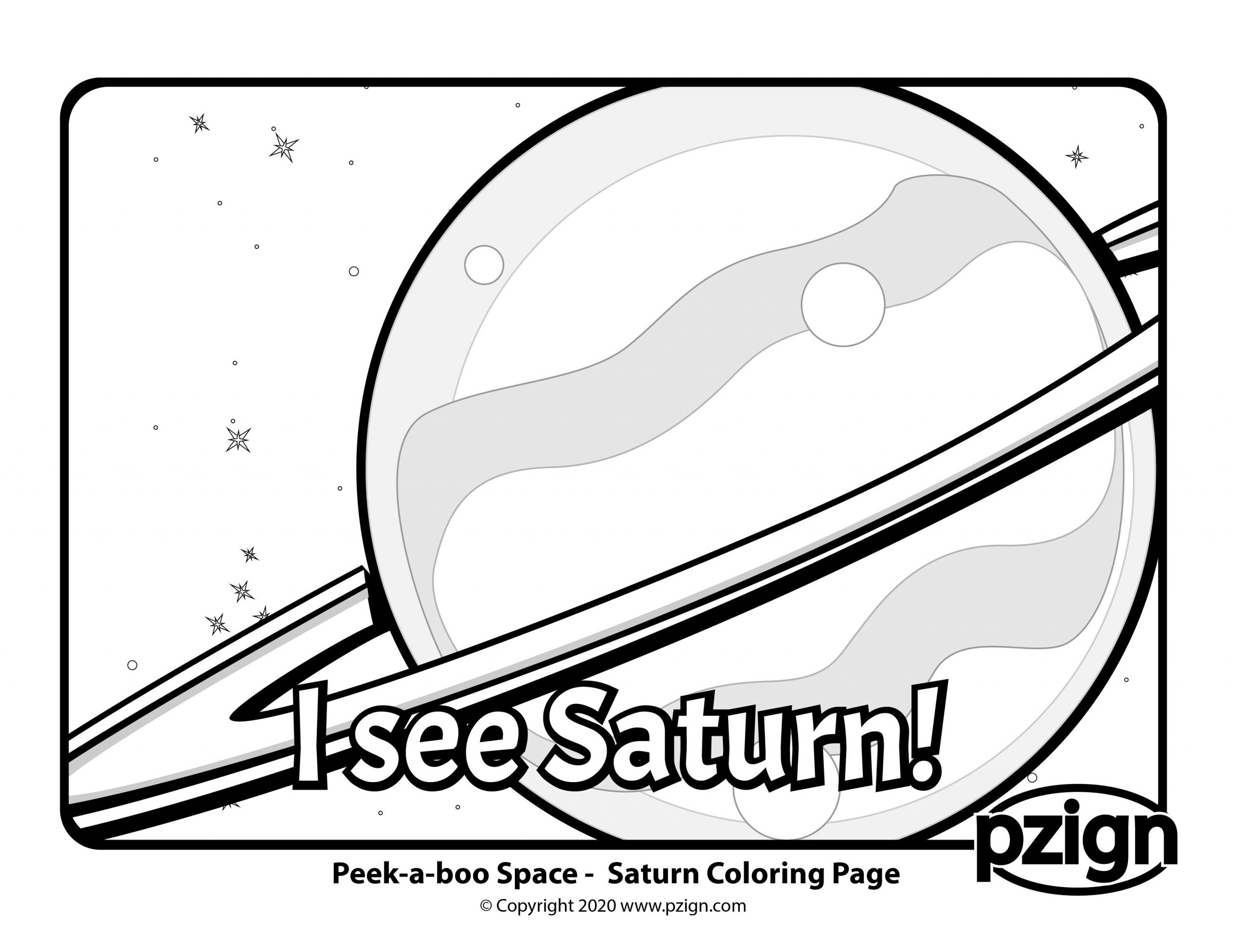 Peek-a-boo Space Coloring Page - pzign