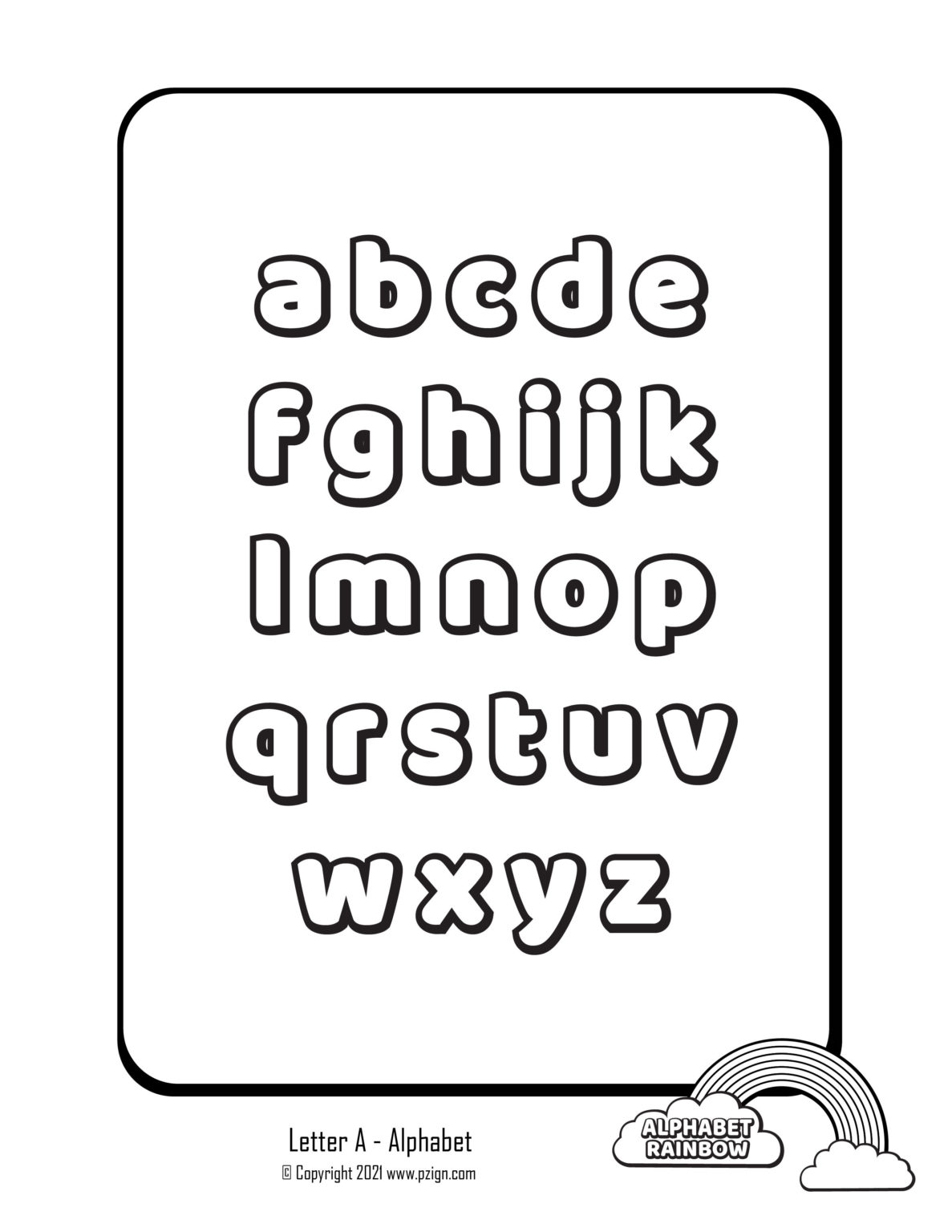 alphabet rainbow letter a coloring pages pzign